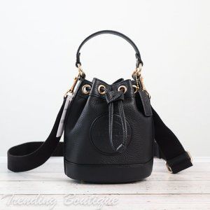 NWT Coach C5269 Dempsey Drawstring Bucket Bag 15 With Coach Patch in Black